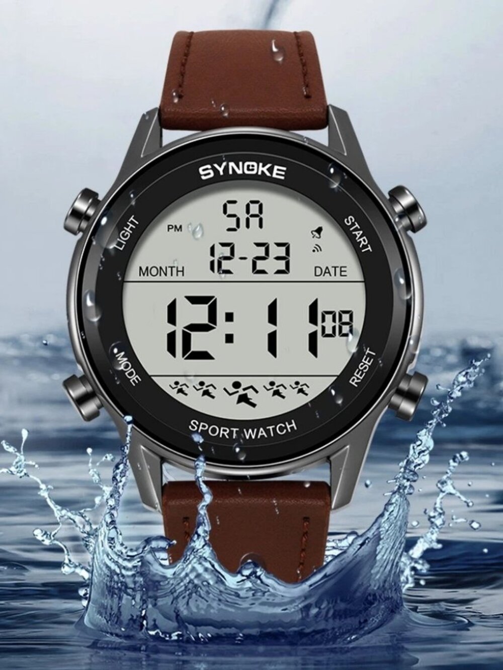 Men's Fashion Digital Watch LED Screen Large Face Military Watches Waterproof